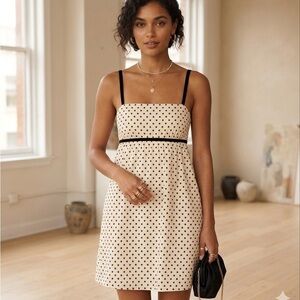 Hollister Beige Polka Dot Spaghetti Strap Dress